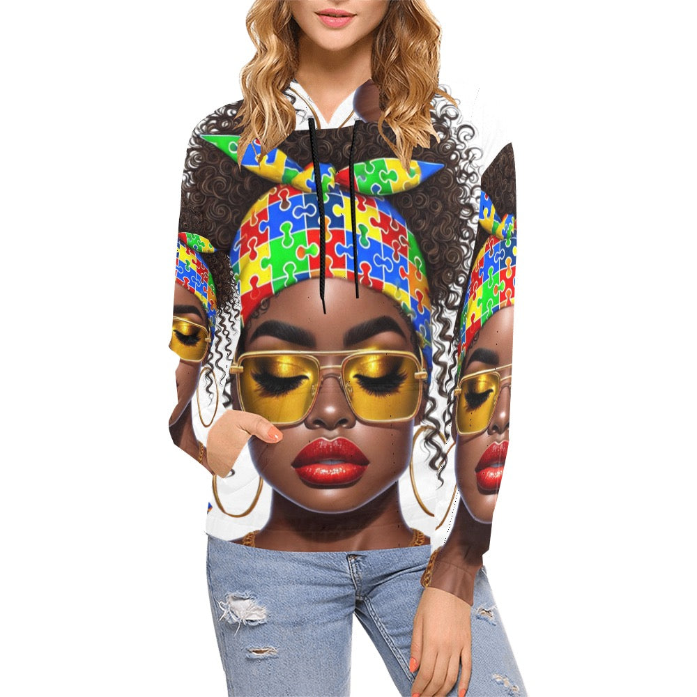 Austism All Over Sweatshirt All Over Print Hoodie for Women (USA Size) (Model H13)